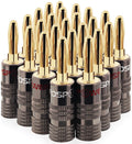 FosPower 24K Gold Plated Banana Plugs - 12 Pairs Speaker Connectors