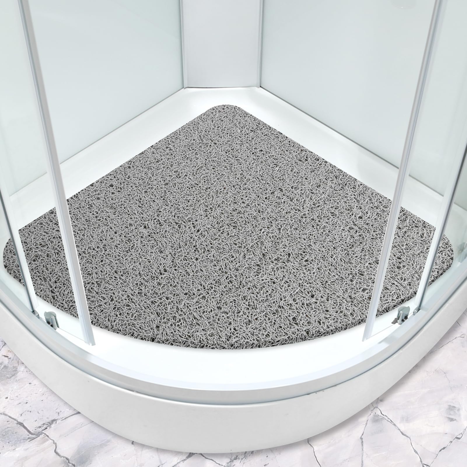 Corner Shower Mat | 80x80cm Non-Slip Loofah Quadrant Bath Mat