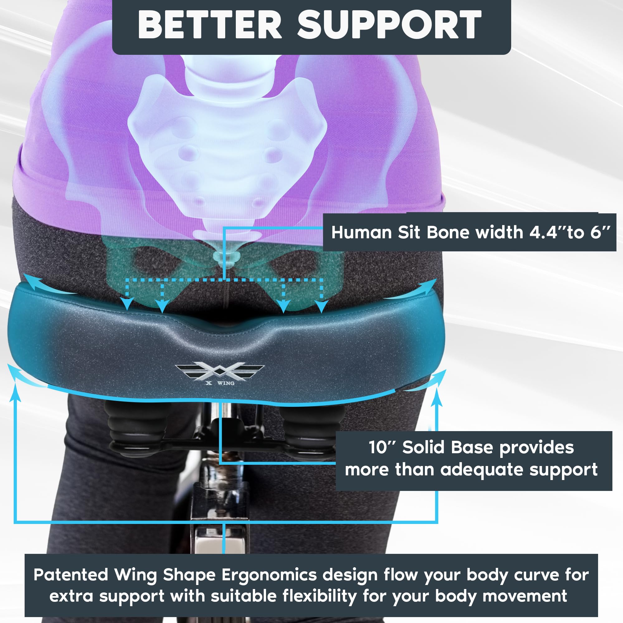 X Wing Noseless Bike Seat - Ergonomic Wide Saddle for Electric Bikes