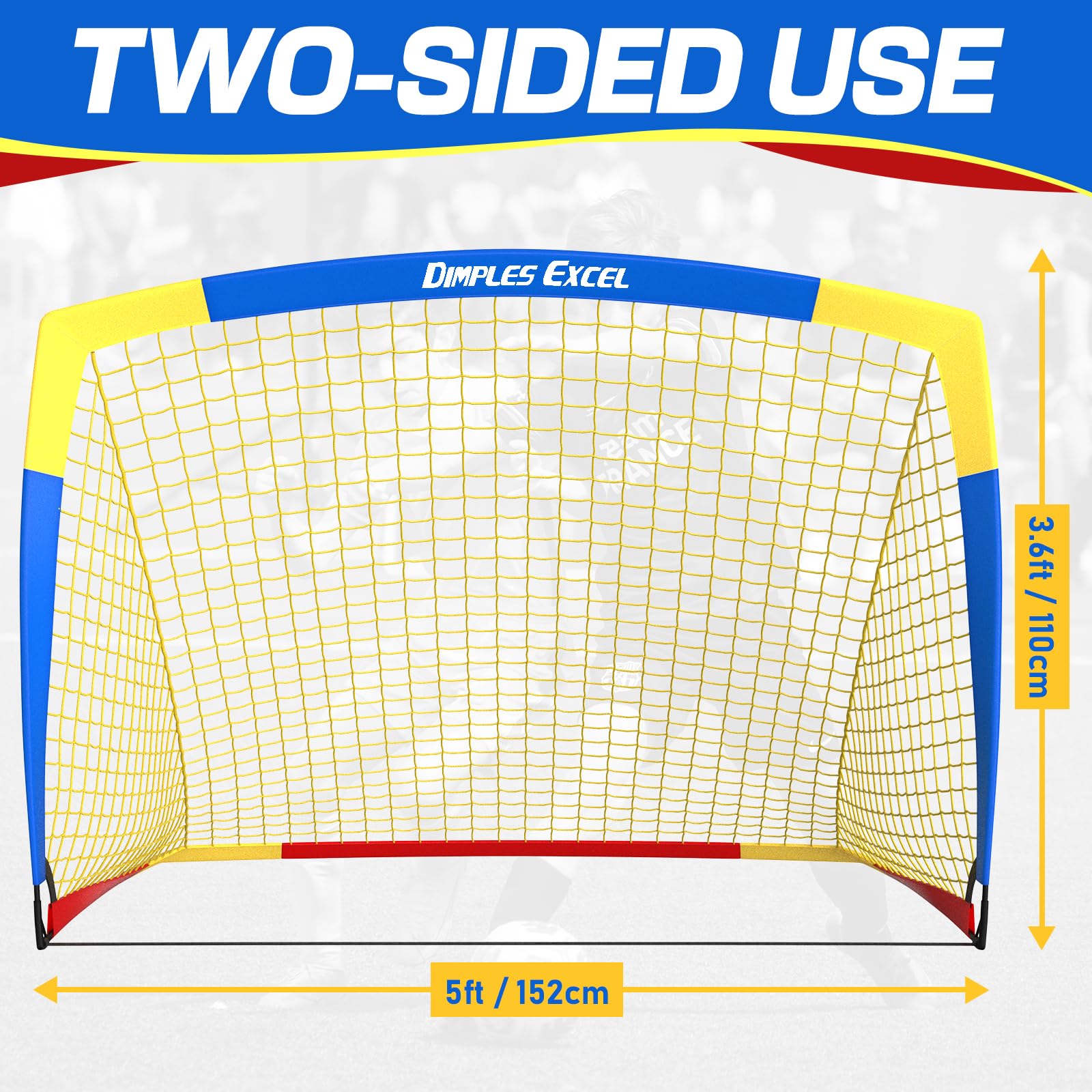 Dimples Excel Pop-Up Football Goal Net - Portable 5x3.6ft Soccer Goal