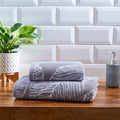 Fusion Grey Leaf Bath Towel – 100% Cotton Jacquard – 70 x 130cm