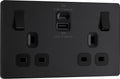 BG Electrical Evolve Double Wall Socket | 45W USB A & C | Matt Black