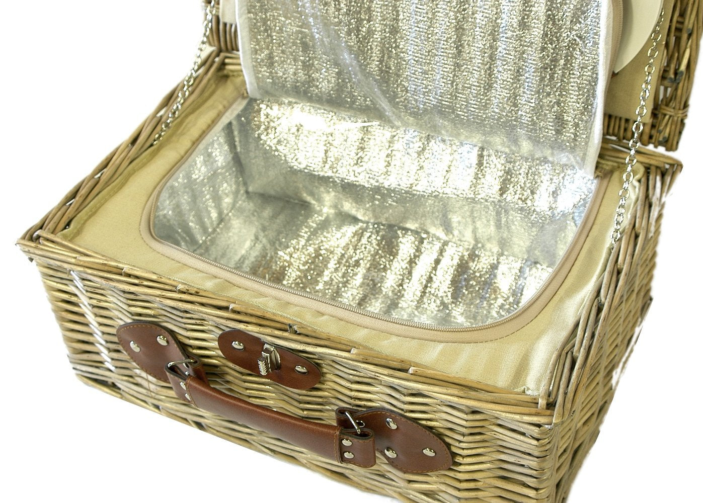Jolof Store 2 Person Wicker Picnic Basket with Built-in Chiller Compartment
