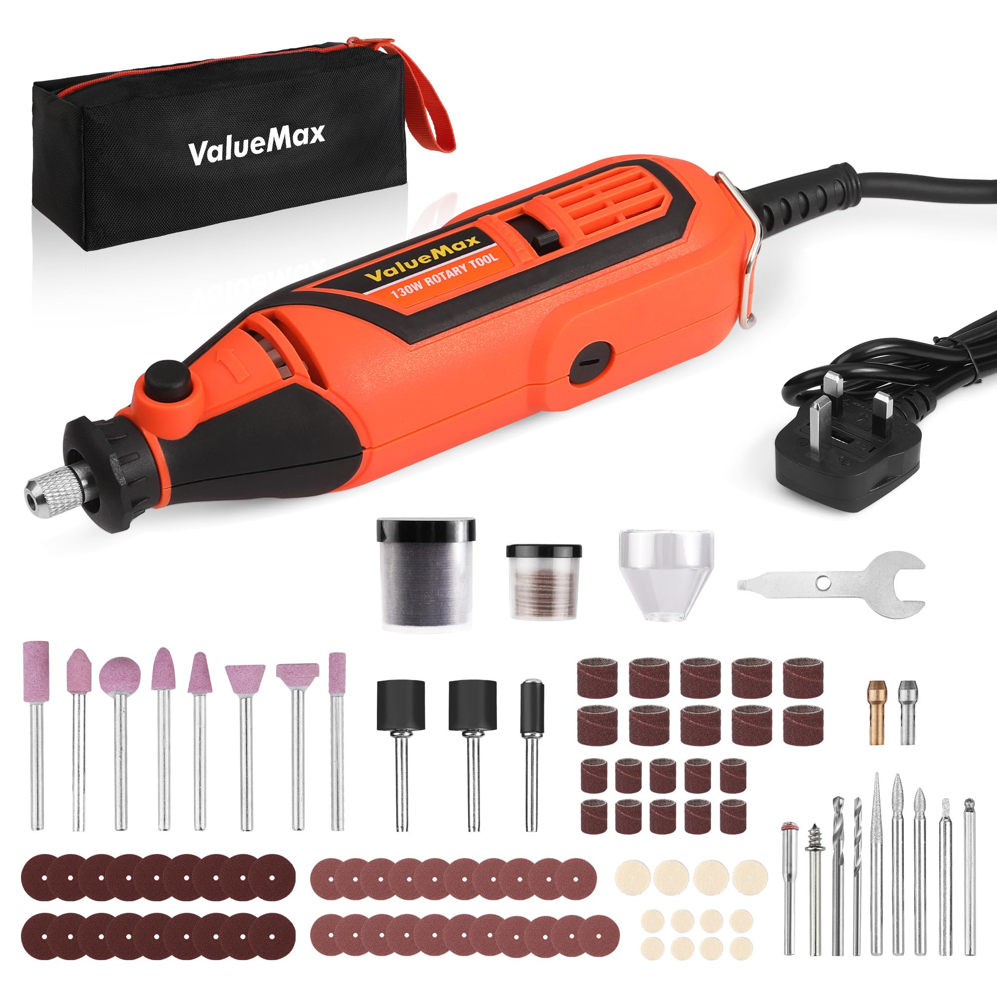 ValueMax 130W Rotary Tool Kit | Variable Speed Mini Grinder with 119pcs