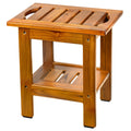 VaeFae Teak Small Shower Bench, 2-Tier Stool with Shelf & Non-Slip Feets