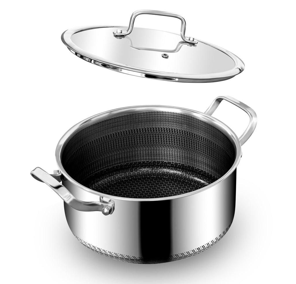 INTIGNIS Stainless Steel Casserole with Lid | 5L Non-Stick Induction Pot
