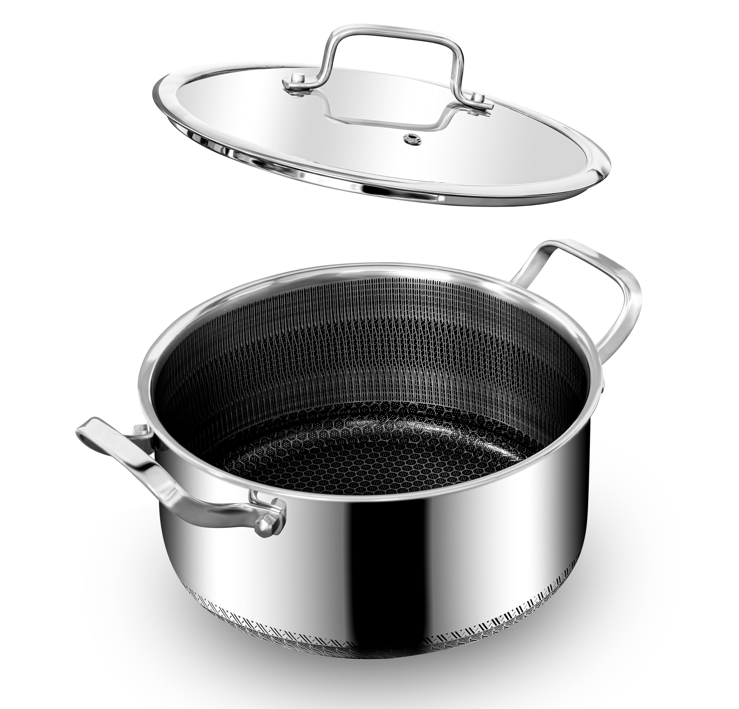INTIGNIS Stainless Steel Casserole with Lid | 5L Non-Stick Induction Pot