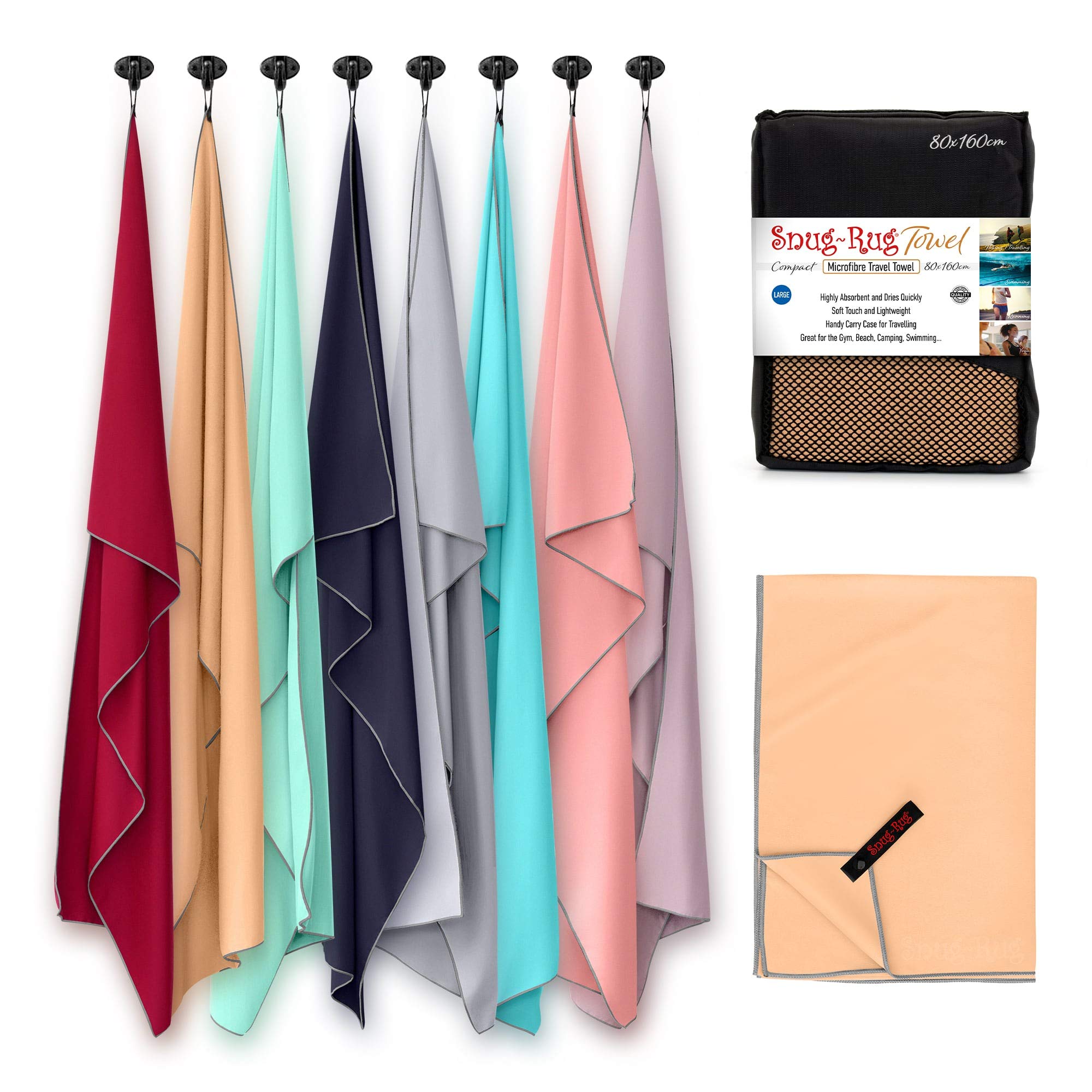 Snug Rug Microfibre Beach Towel – Large 80x160cm Sand Proof Beige