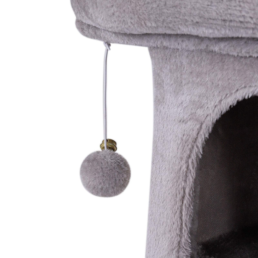 lionto Cat Scratching Tree with Cave & Sisal Rope – 60 cm Plush Cat Tower