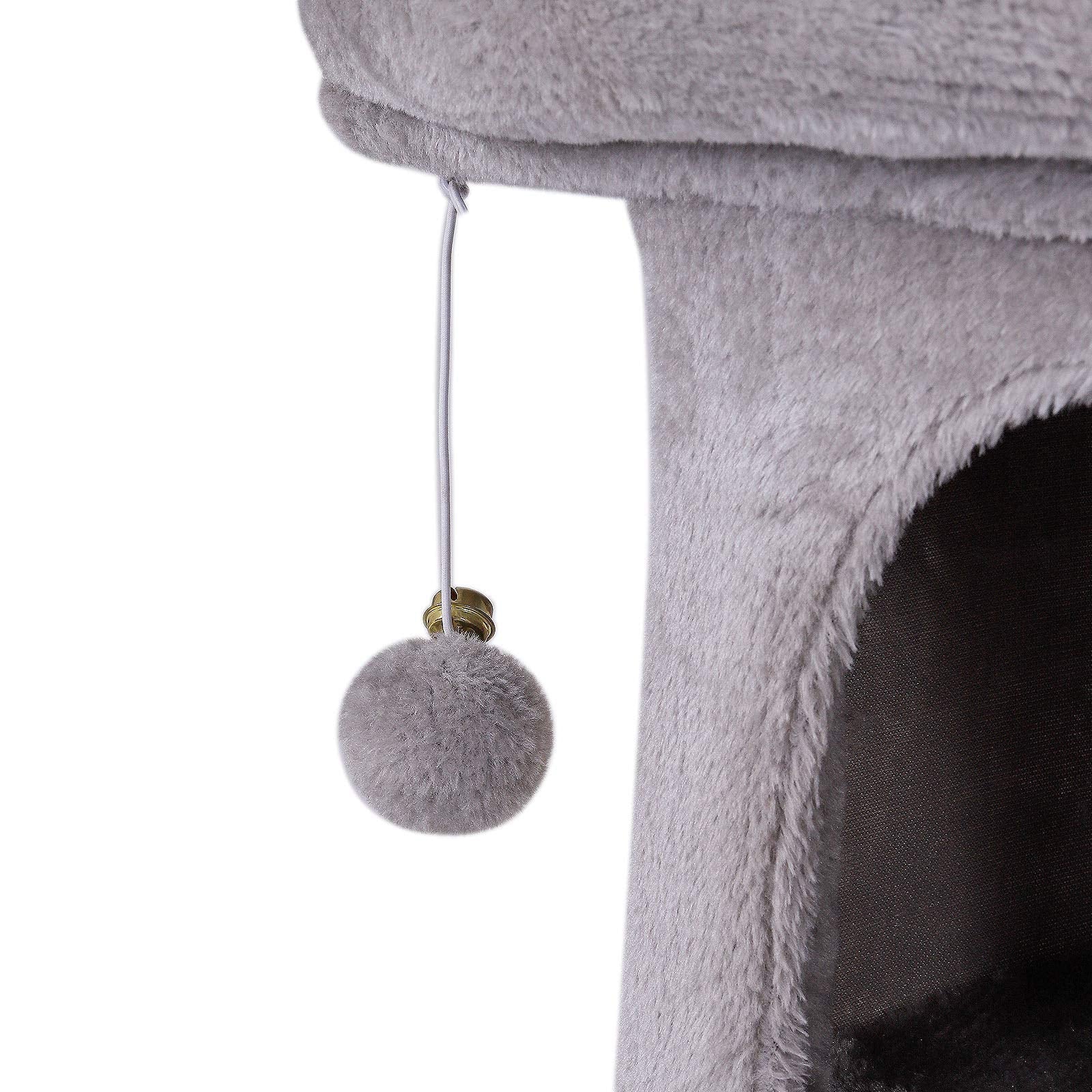 lionto Cat Scratching Tree with Cave & Sisal Rope – 60 cm Plush Cat Tower