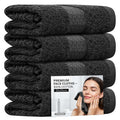 Towelogy 4 Pack Face Cloths – 100% Combed Cotton Flannels, Black