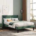 Merax 4FT6 Double Bed – Wingback Upholstered Velvet Frame, Dark Green