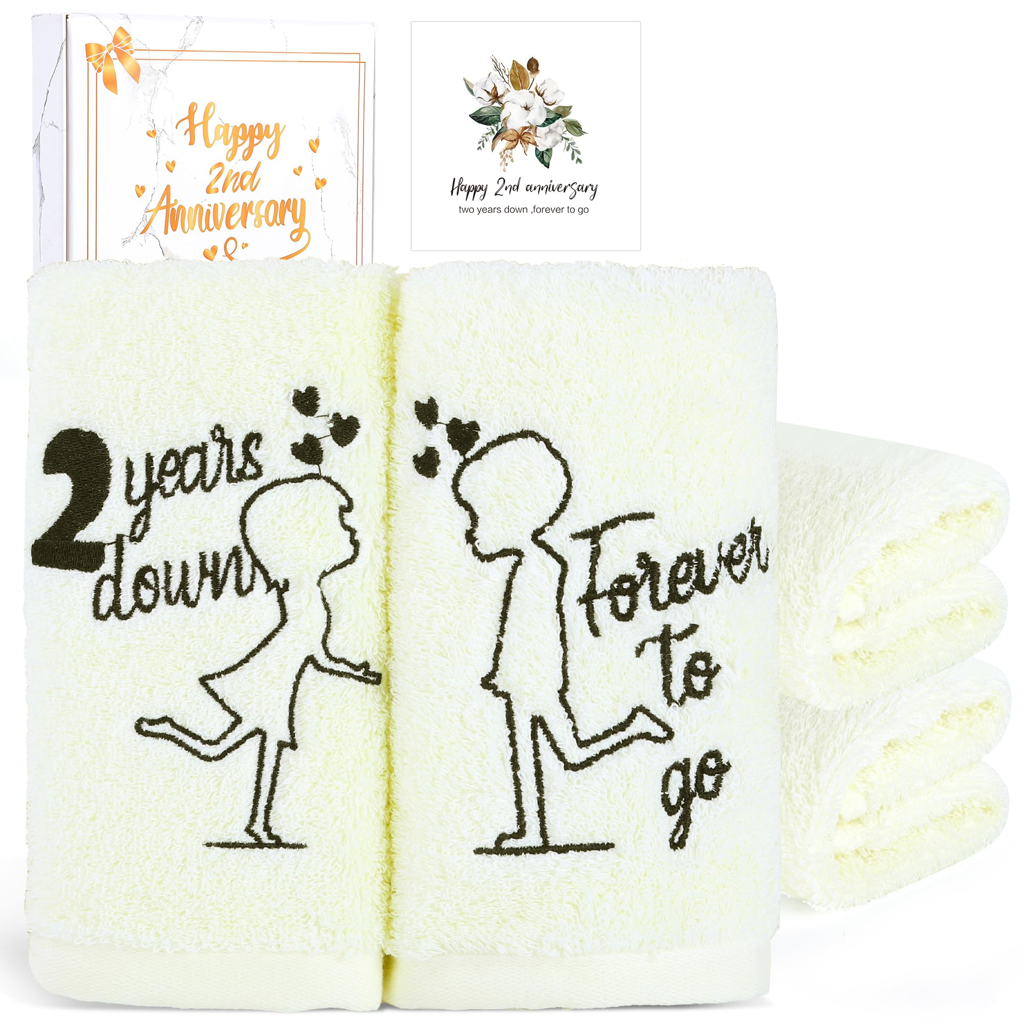EcoUtens 2nd Anniversary 100% Cotton Bath Towel Set with Card - 2 Pack