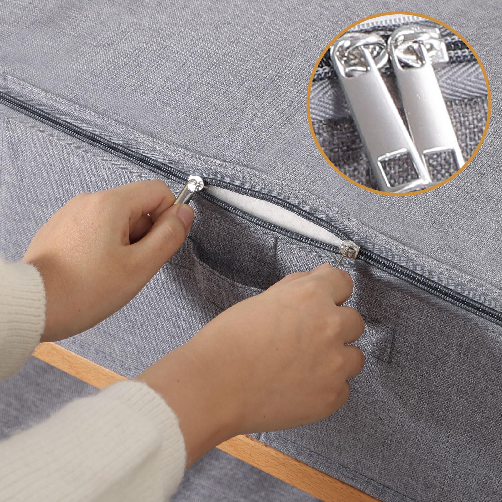 YheenLf Under Bed Storage Box with Lid | Foldable Linen Organiser, 3-Pack