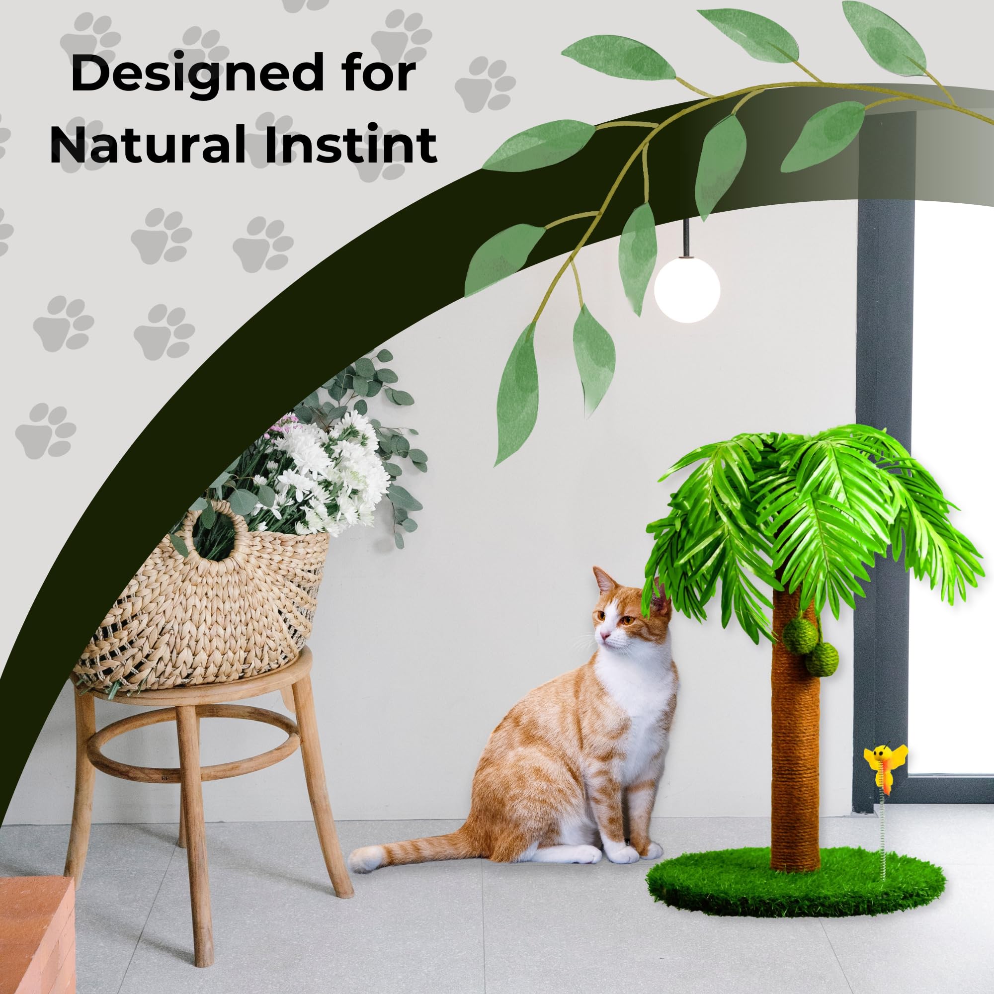 TREKAM Palm Tree Cat Scratching Post for Large Cats – 78cm Sisal