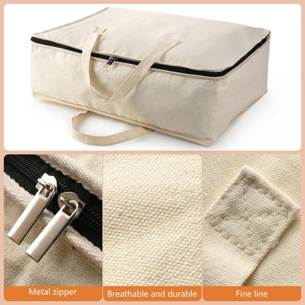 Belinlen 2 Pack Canvas Storage Bags Cotton Natural Closet Soft Storage Bags - image 3