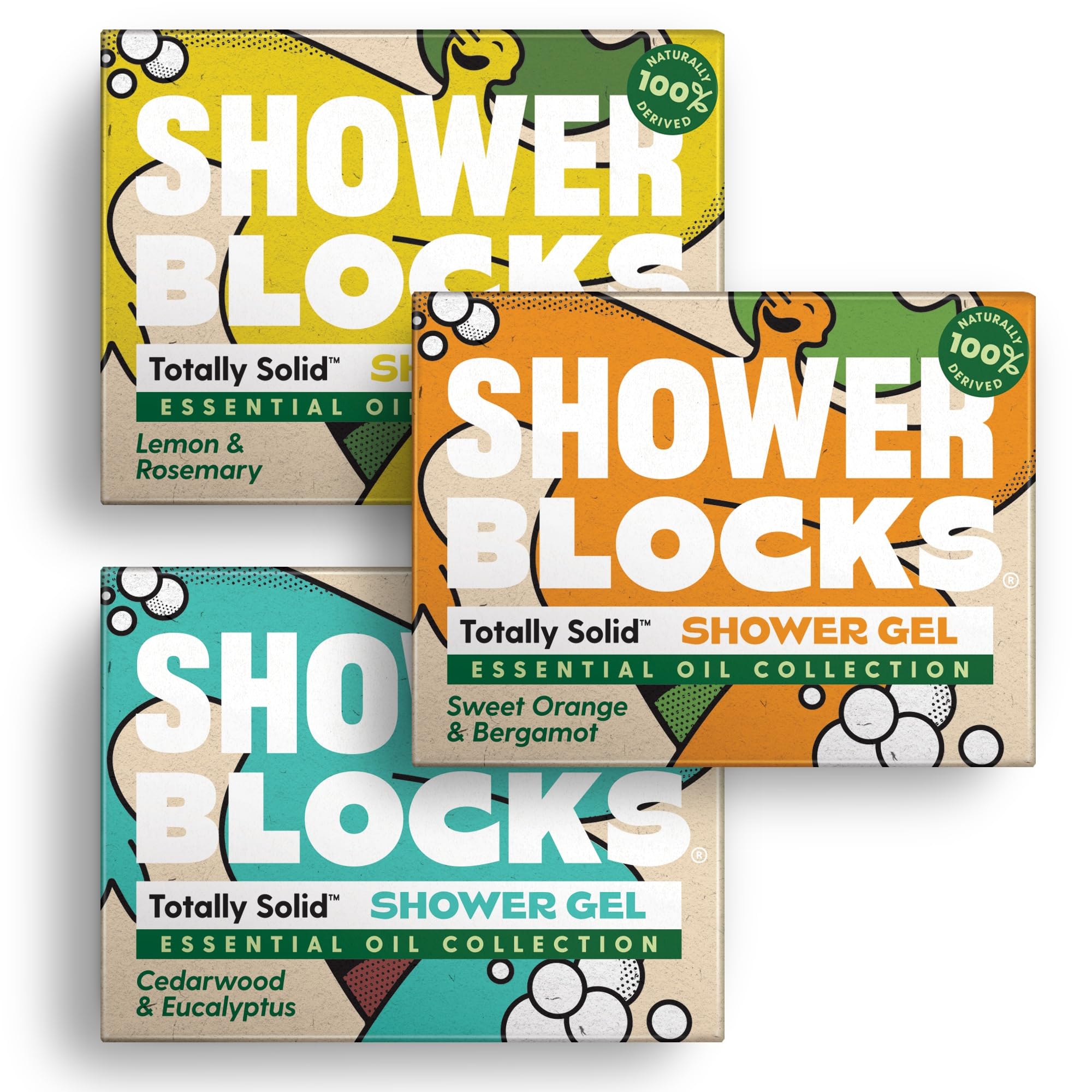 Shower Blocks Mixed 3 Pack | Natural Solid Shower Gel Bars | Vegan