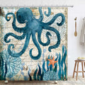 Hykiee Octopus Shower Curtain | 71x71 Waterproof Mildew Resistant