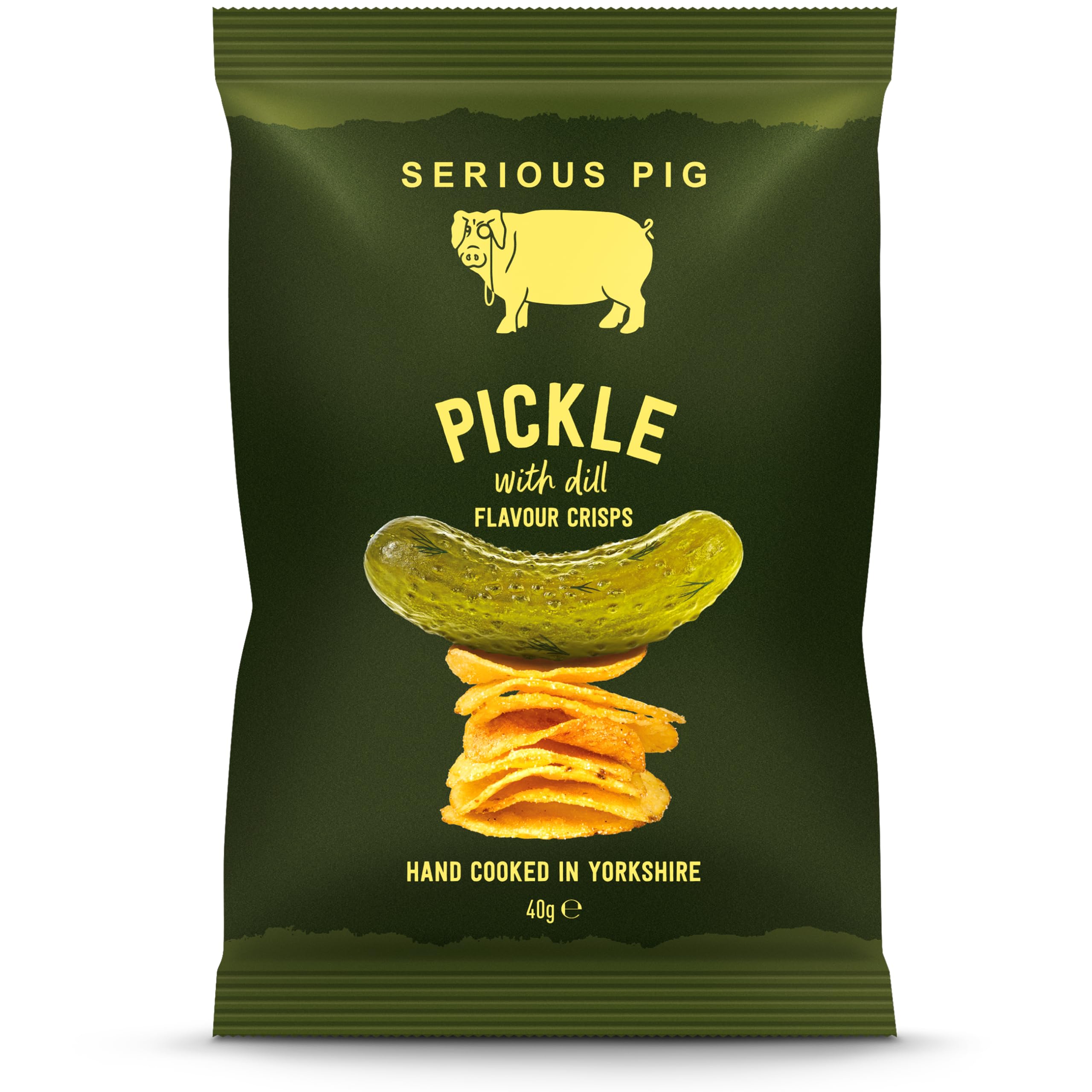Serious Pig Dill Pickle Hand Cooked Yorkshire Crisps - 12 Pack