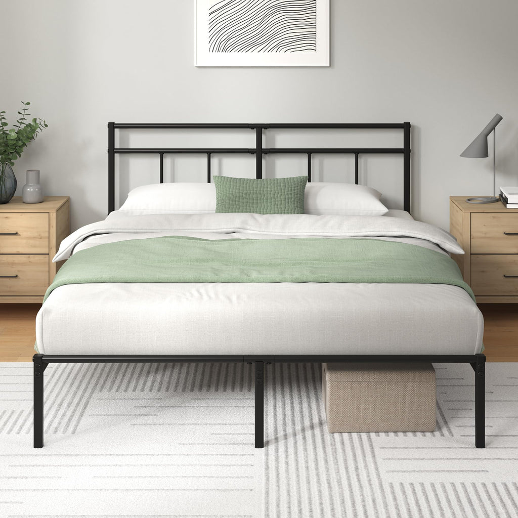 Zinus Elias Double Metal Platform Bed Frame with Headboard | 135x190 cm