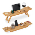 Bamboo Bathtub Tray – 70cm Bath Caddy with Wine Glass Holder