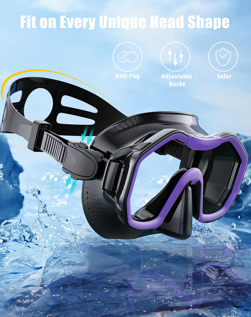 Lealinga 2-Pack Snorkel Set | Anti-Fog Panoramic Mask & Dry Top Snorkel