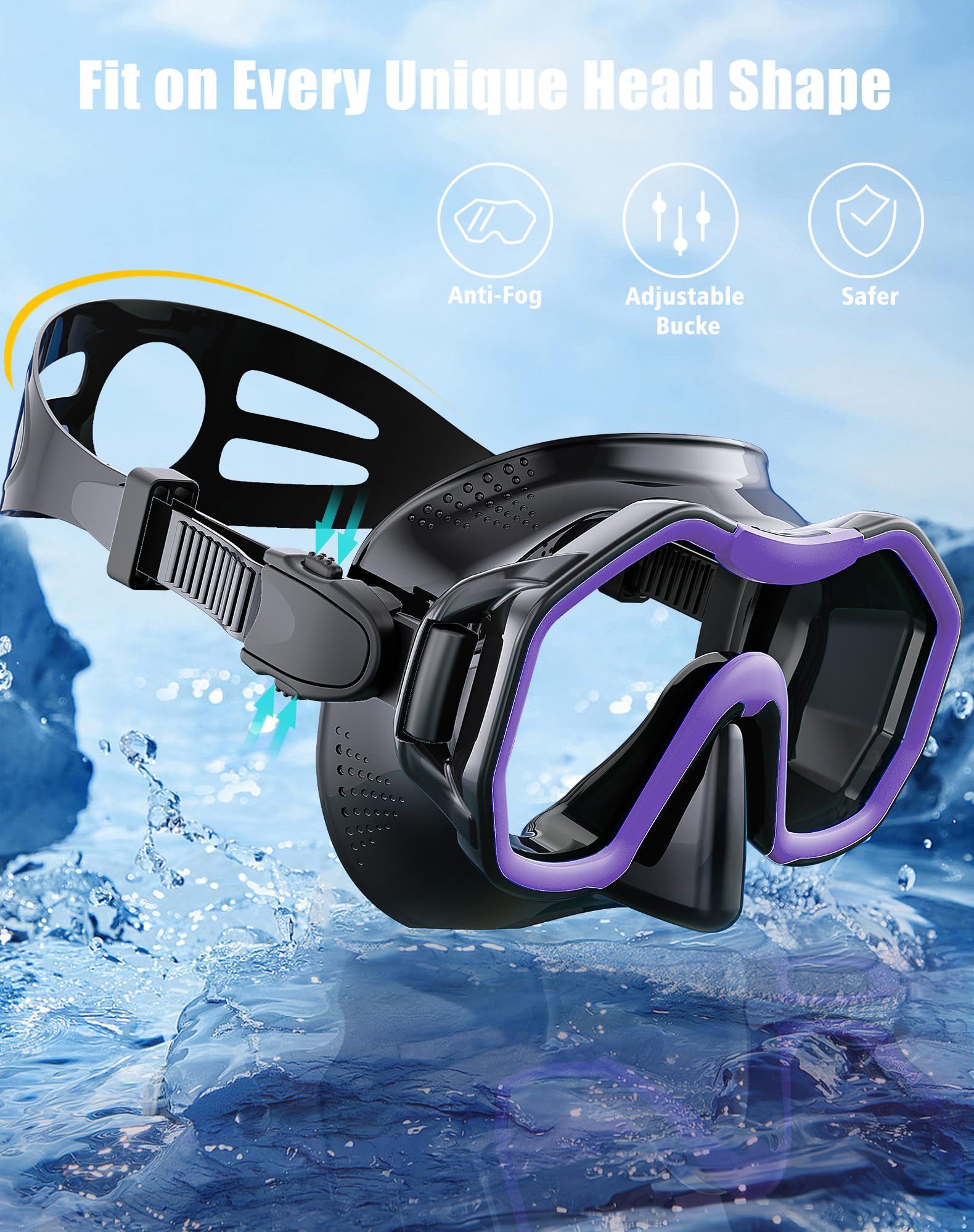 Lealinga 2-Pack Snorkel Set | Anti-Fog Panoramic Mask & Dry Top Snorkel