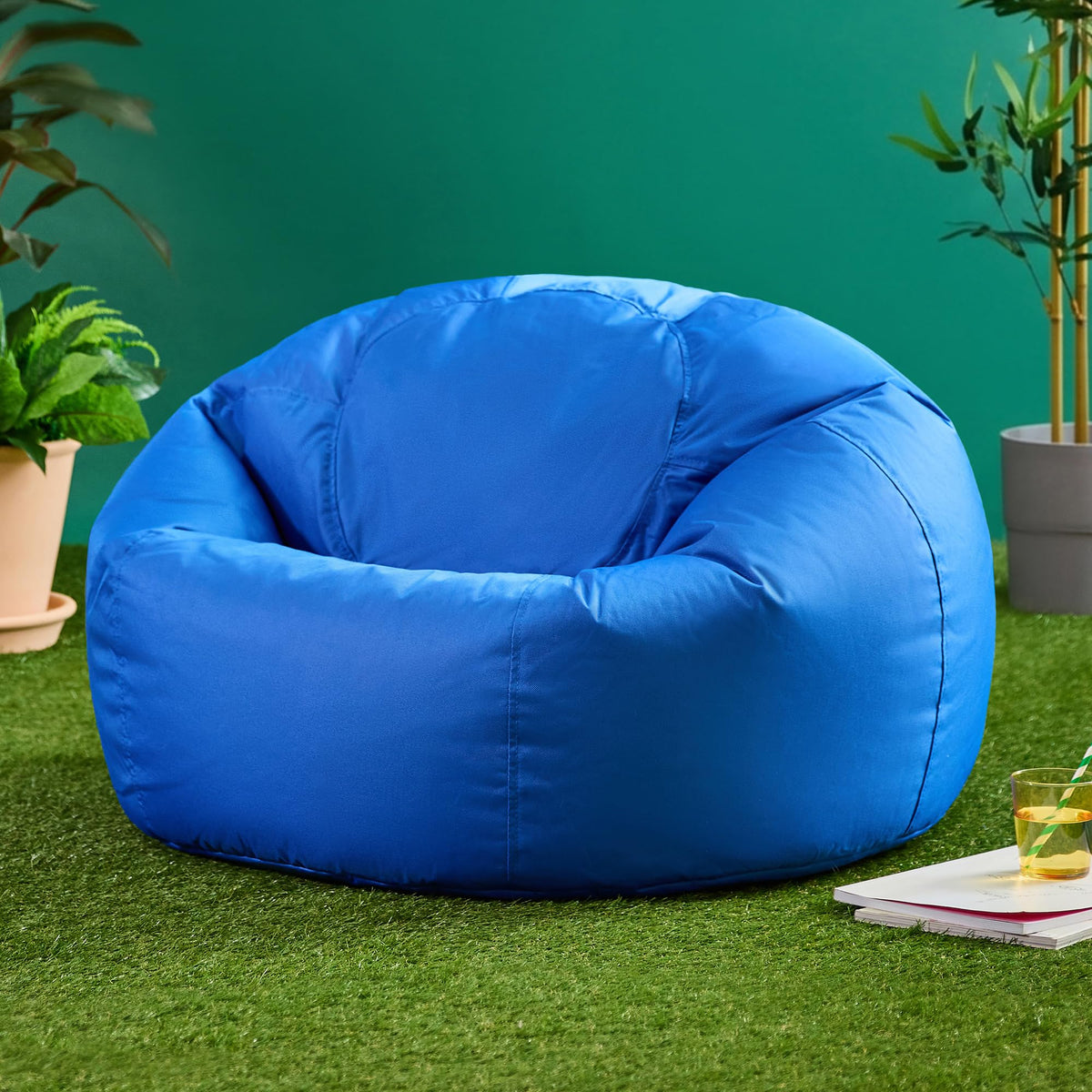 Bean Bag Bazaar Kingston Outdoor Bean Bag & Footstool with Filling, Blue - image 3