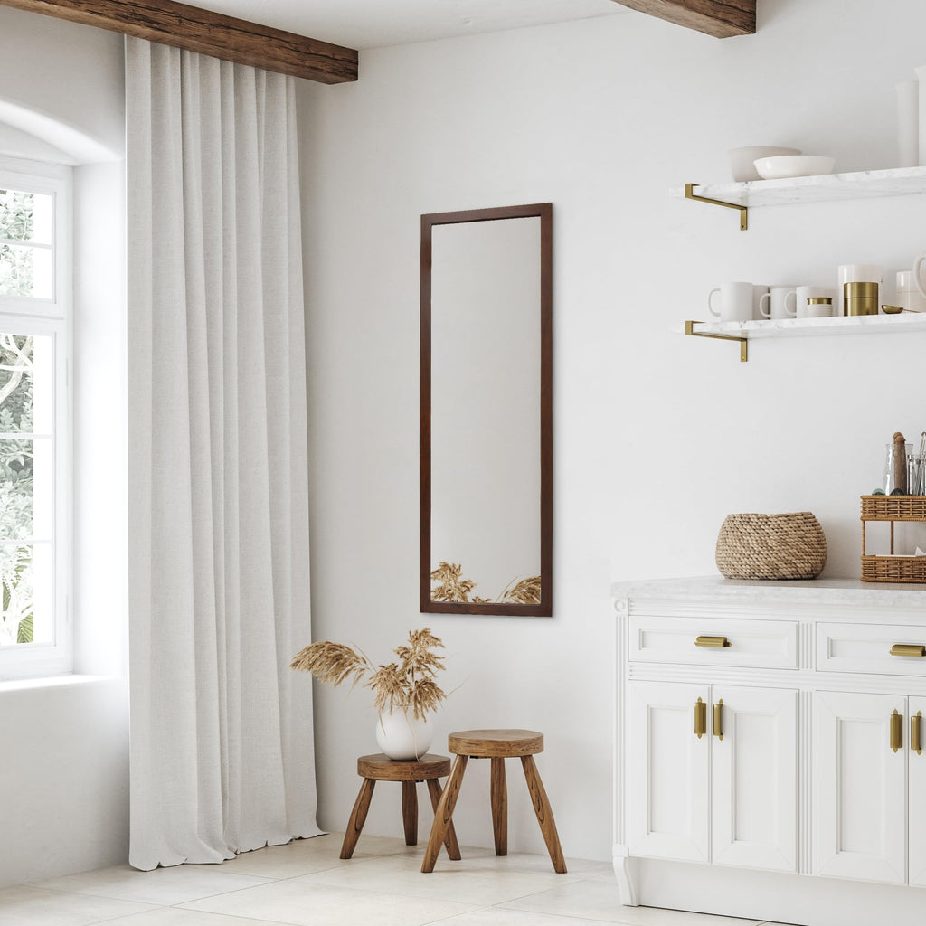 Full Length Wooden Wall Mirror – Wenge Brown – 35x110cm