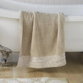 Dreams & Drapes Zero Twist Cotton Bath Towel – Taupe Leaf Design