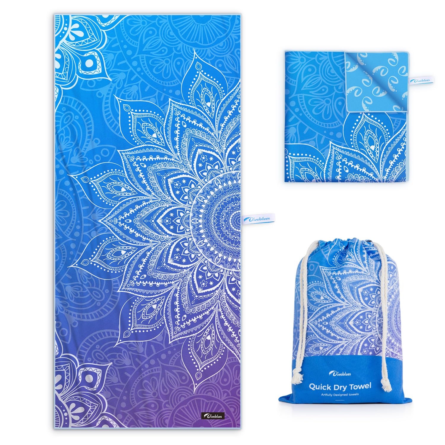 Diveblues Sand-Free Microfiber Beach Towel – Extra Large Quick-Dry