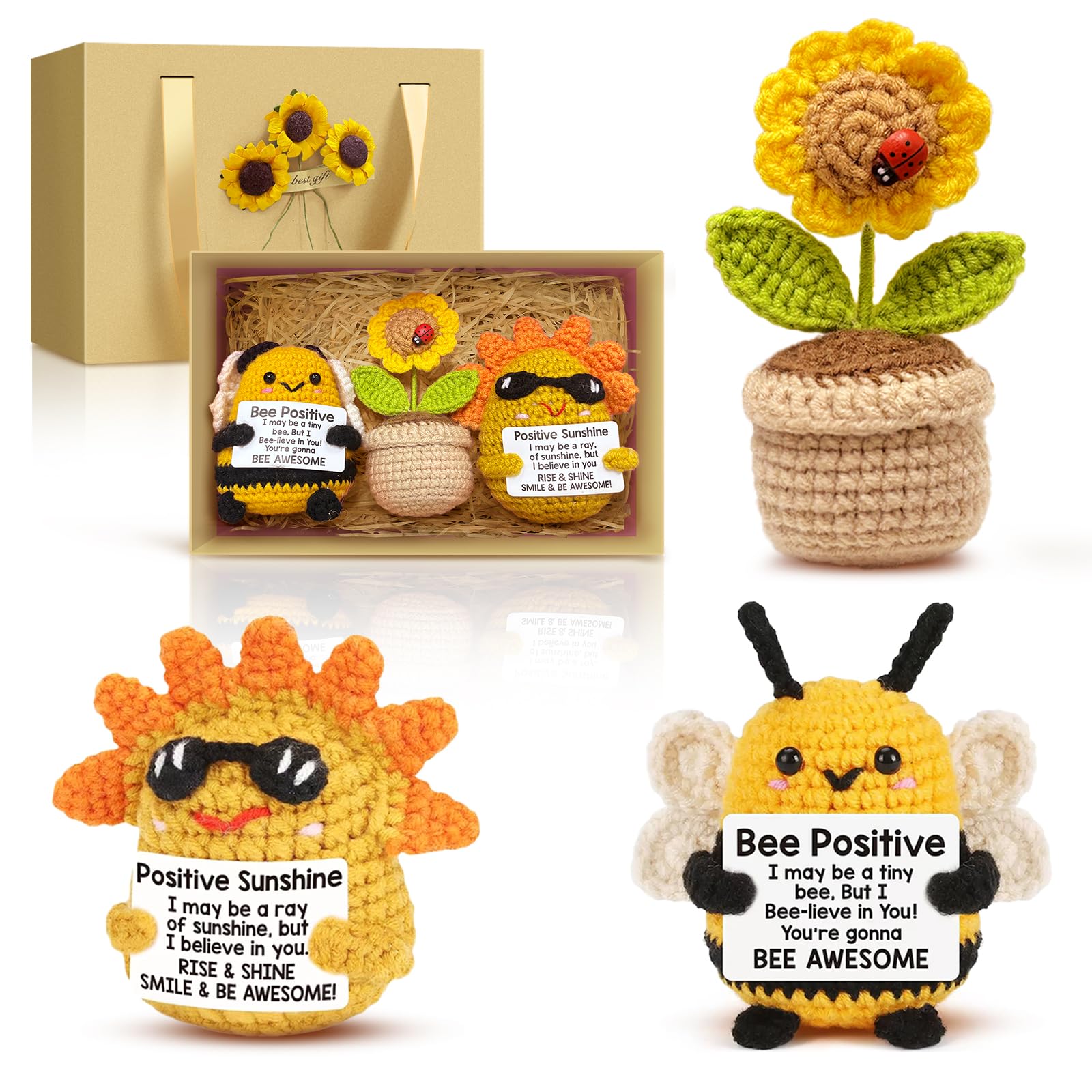 Emotional Support Crochet Set – 3Pcs Handmade Knitted Dolls