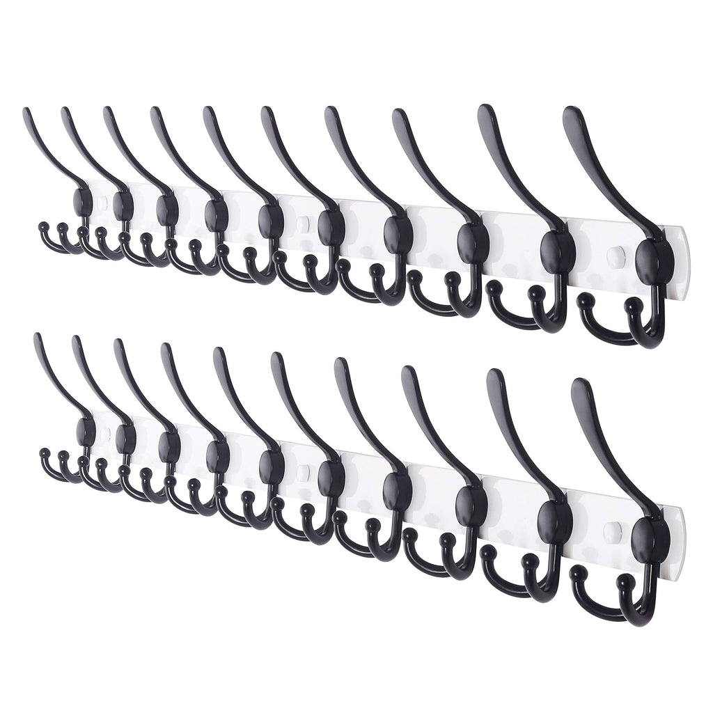 Dseap 96cm Wall Mounted Coat Rack | 10 Tri Hooks Heavy Duty Metal Rail