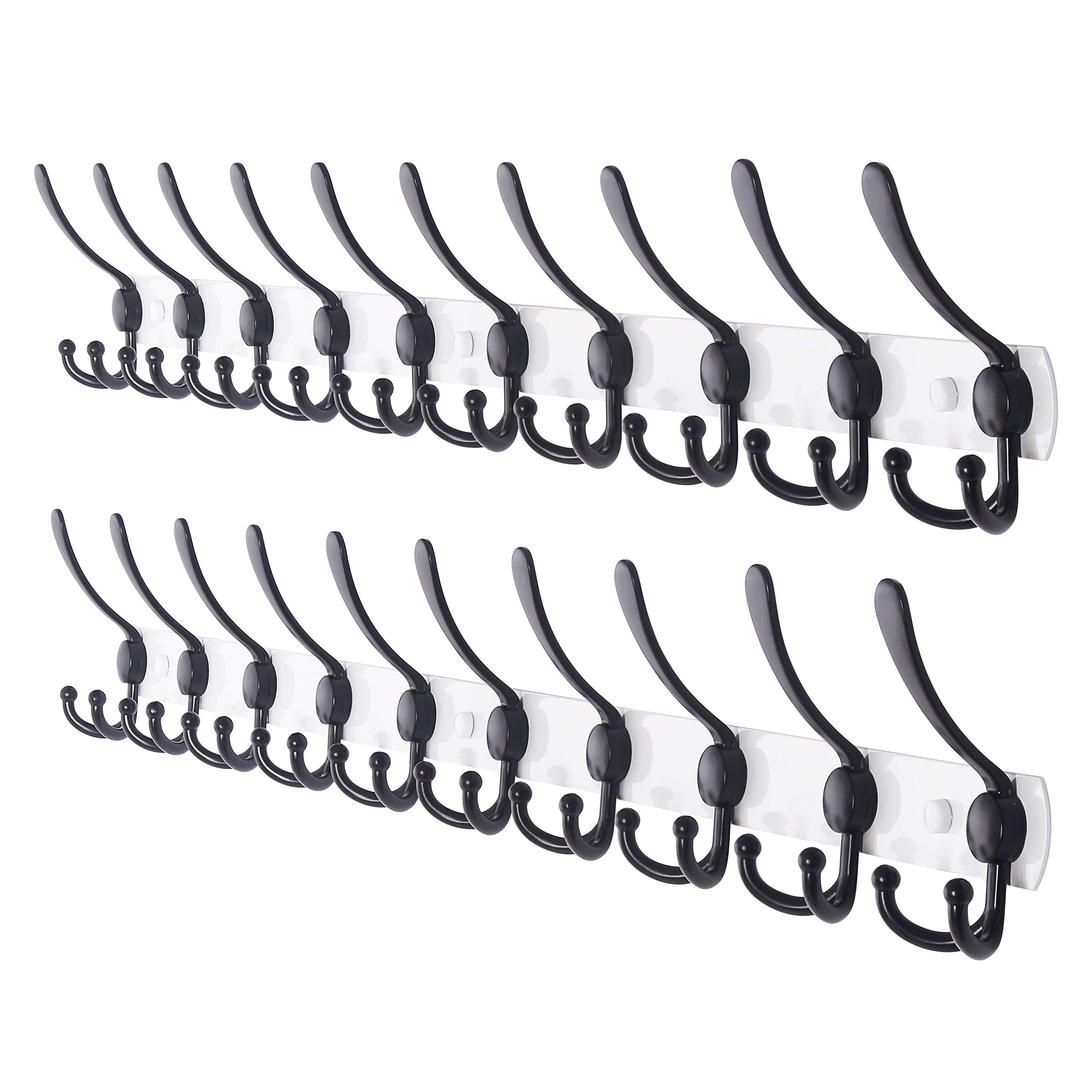 Dseap 96cm Wall Mounted Coat Rack | 10 Tri Hooks Heavy Duty Metal Rail