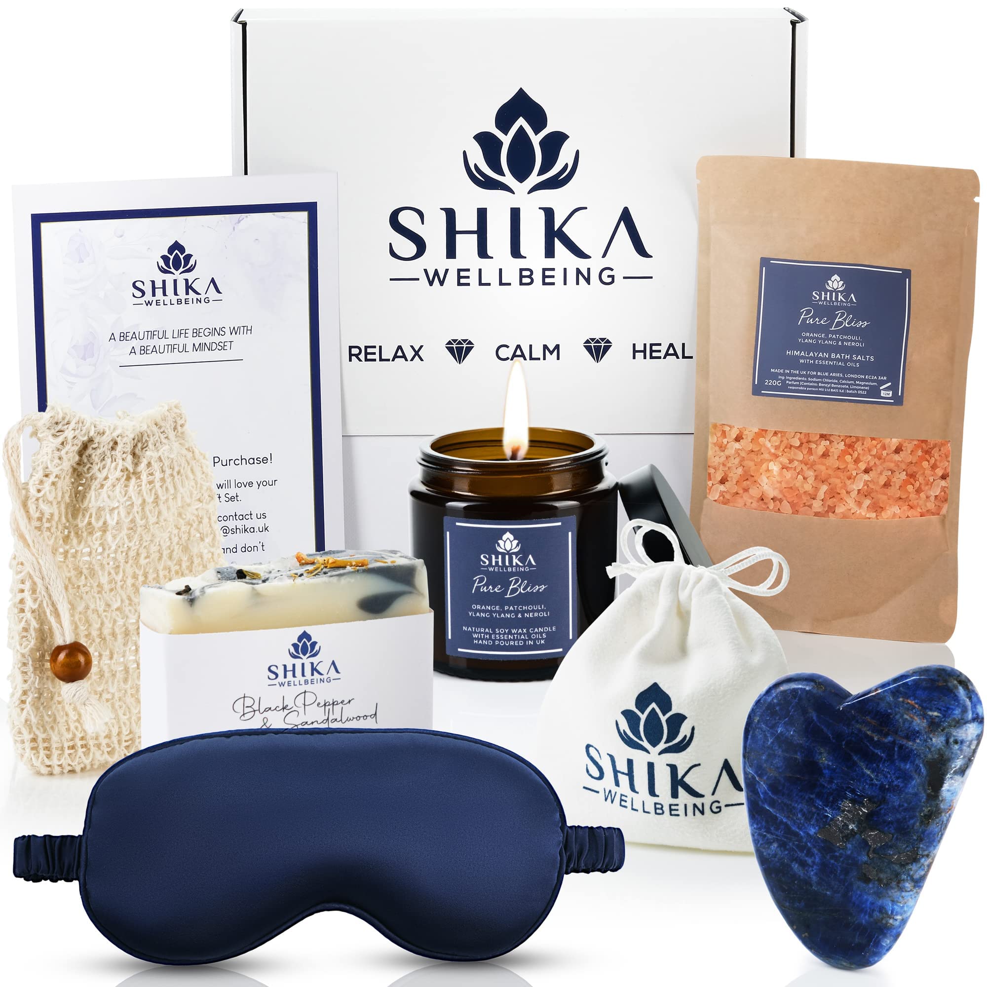 Shika Wellbeing 6-Piece Aromatherapy Self Care Gift Set with Gua Sha