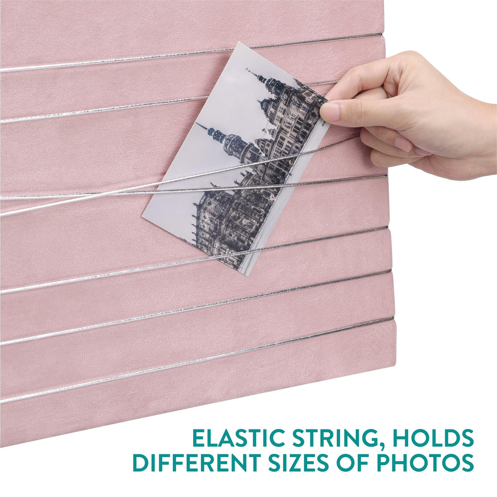 Navaris Large Velvet Photo Pin Board – Pink Wall Decor Memo Organizer