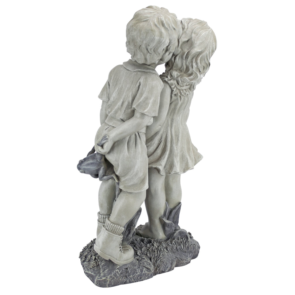 Design Toscano Young Sweethearts Kissing Children Garden Statue, 22 Inch