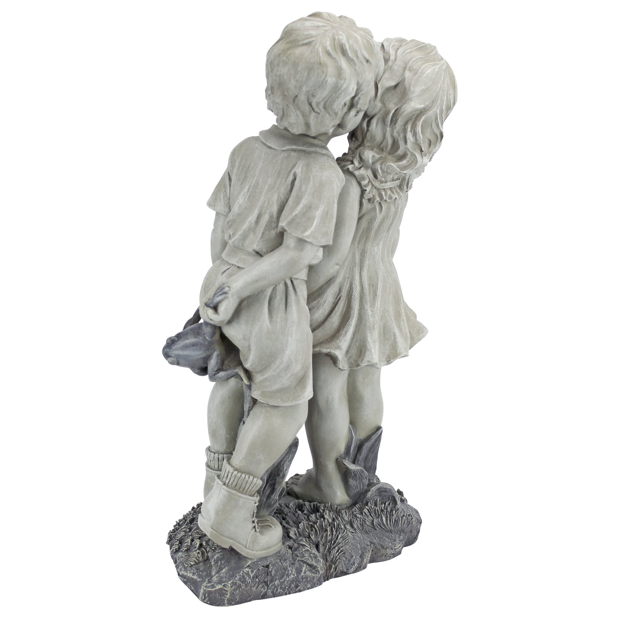 Design Toscano Young Sweethearts Kissing Children Garden Statue, 22 Inch