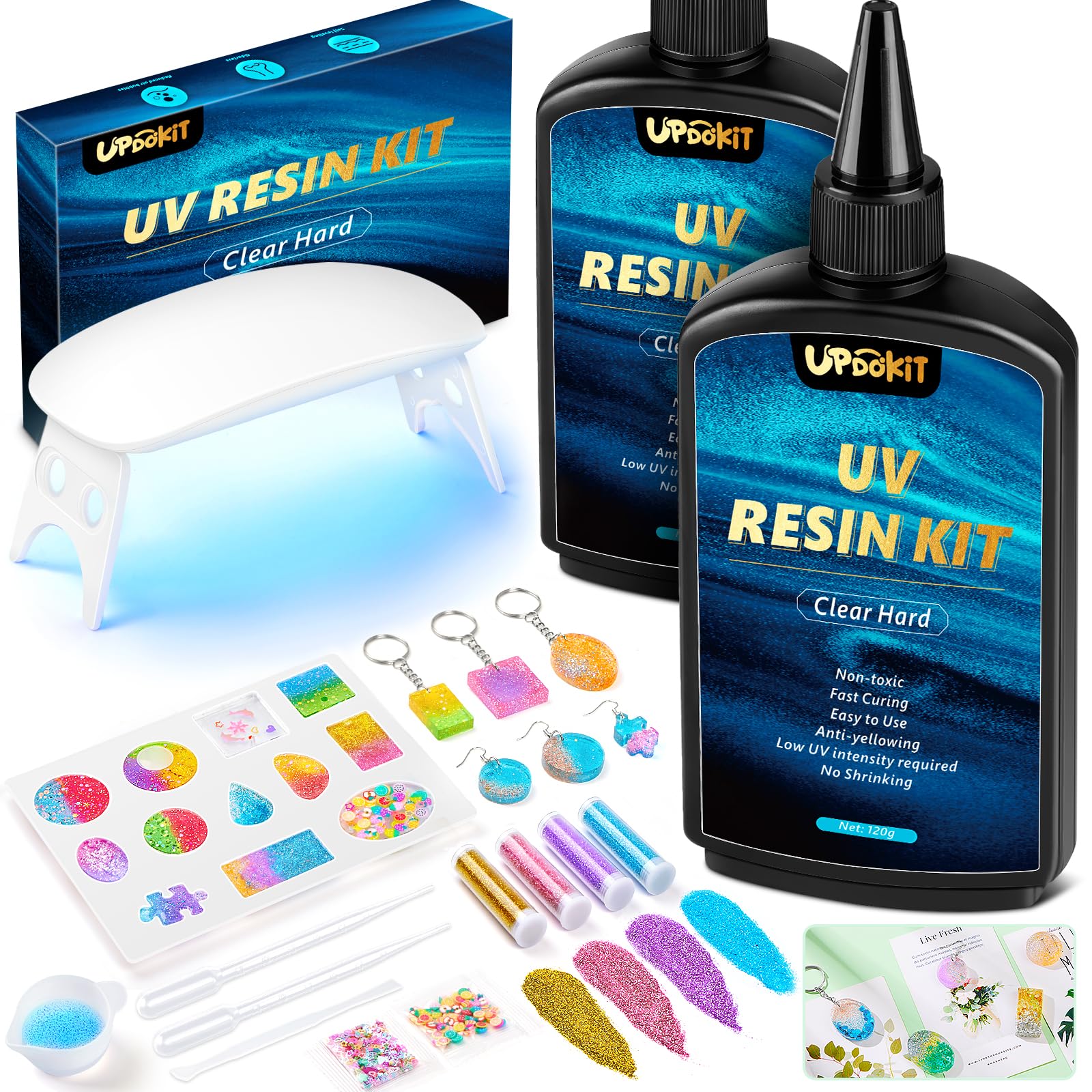 UPDOKIT UV Resin Kit with Lamp | 240g Crystal Resin Jewelry Making Set