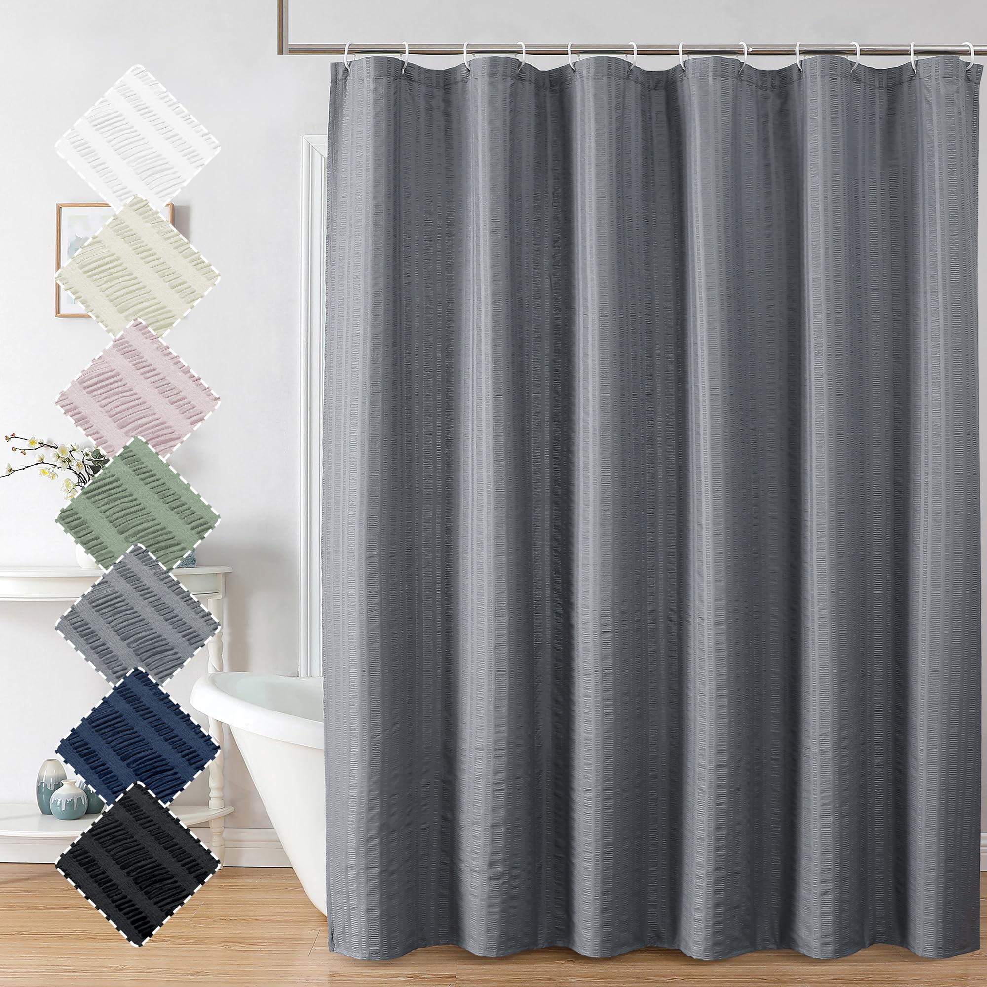 Aiyufeng Moga Grey Fabric Shower Curtain | Luxury 3D Texture, 72x72"