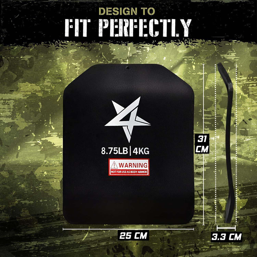 Yes4All Curved Tactical Weight Vest Plates – 8.75lb Steel Pair for Rucking