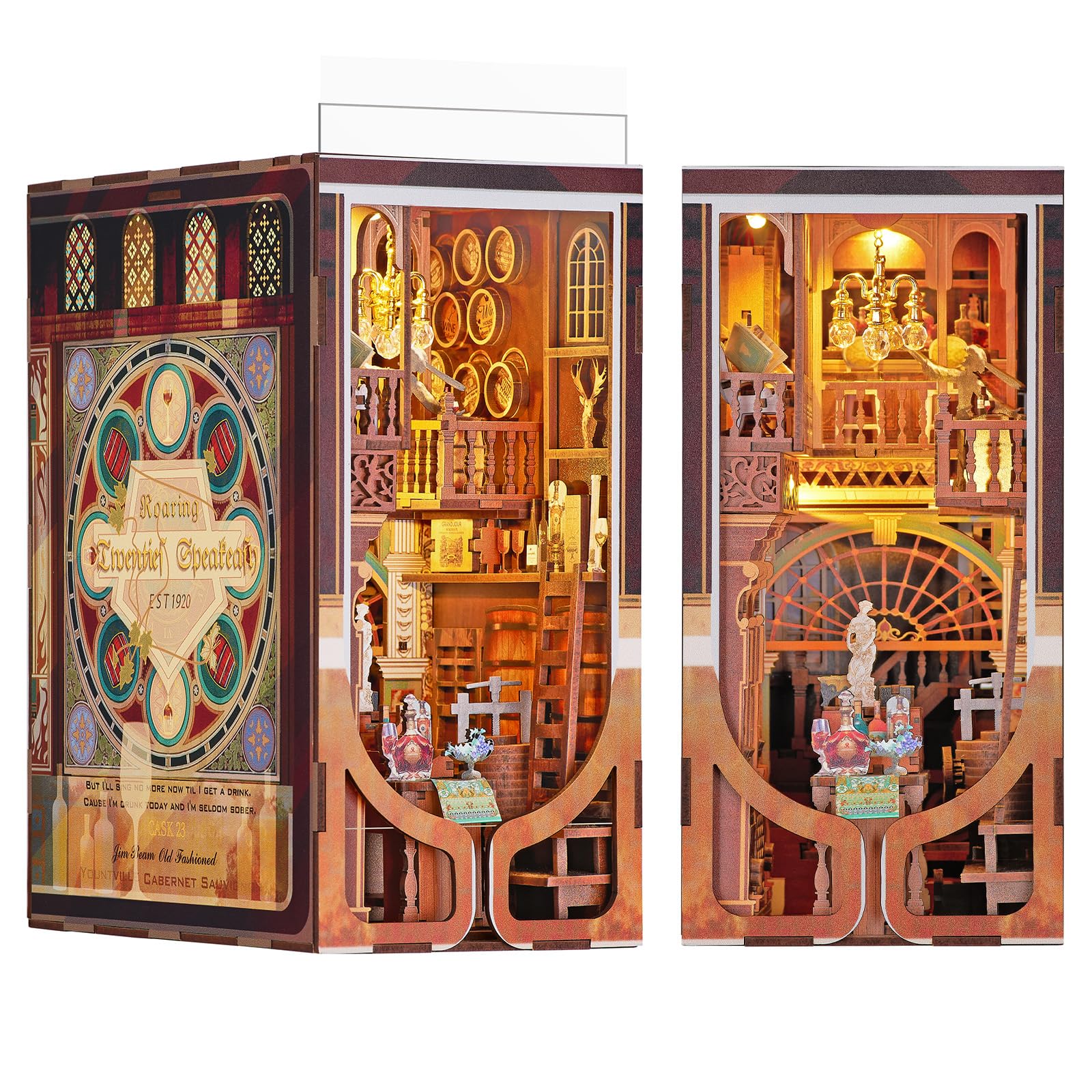 Jolof Store Roaring Twenties Book Nook Kit – 3D Wooden Puzzle with LED