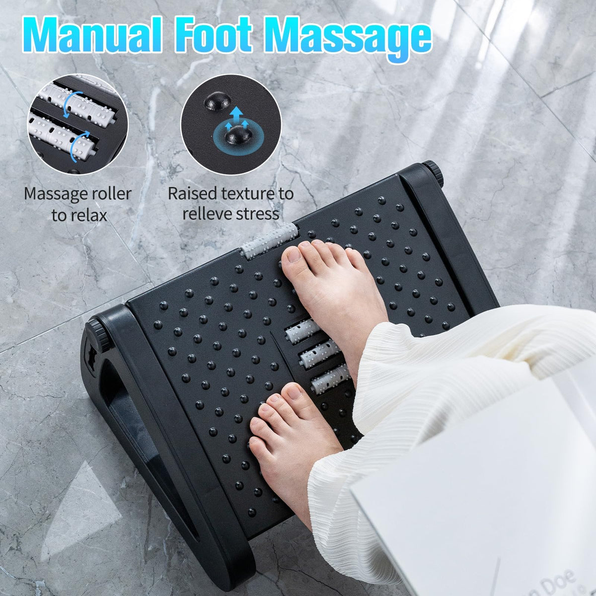 Adjustable Desk Foot Rest with Massage Function, 6 Height Ergonomic Foot Stool Under Desk Footrest for Home Office Travel Use - image 5
