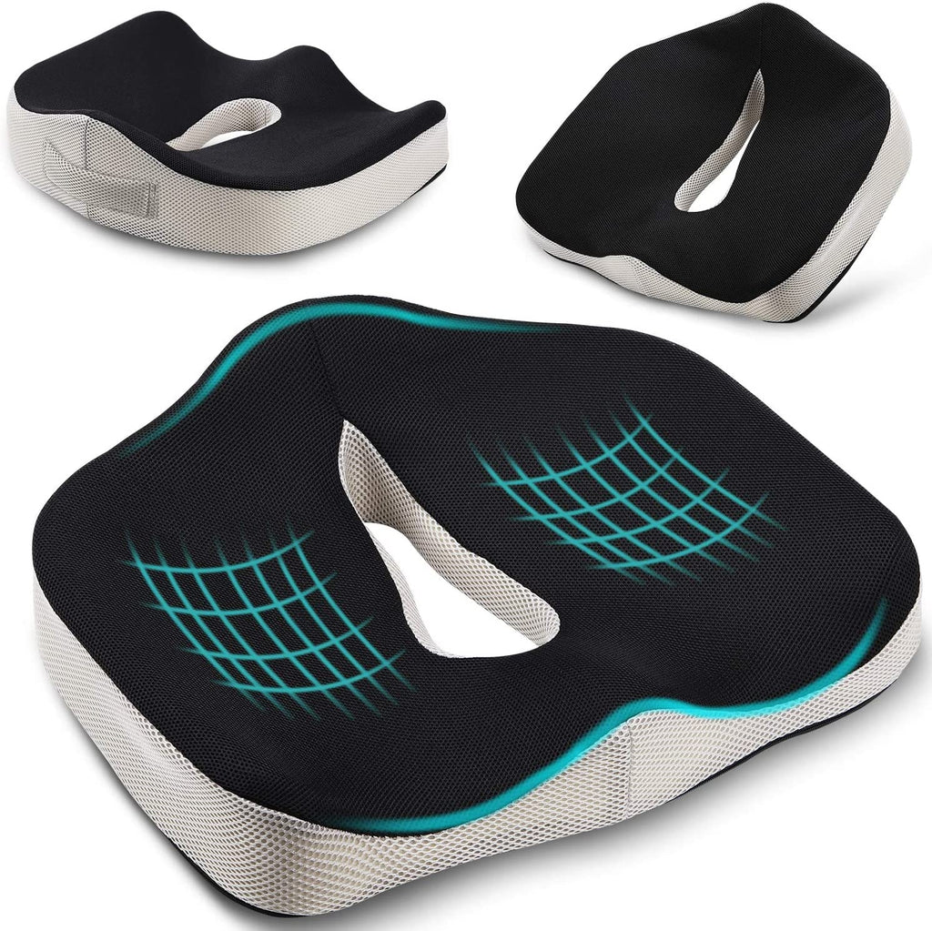 POOTACK Memory Foam Seat Cushion – Ergonomic Coccyx & Sciatica Support