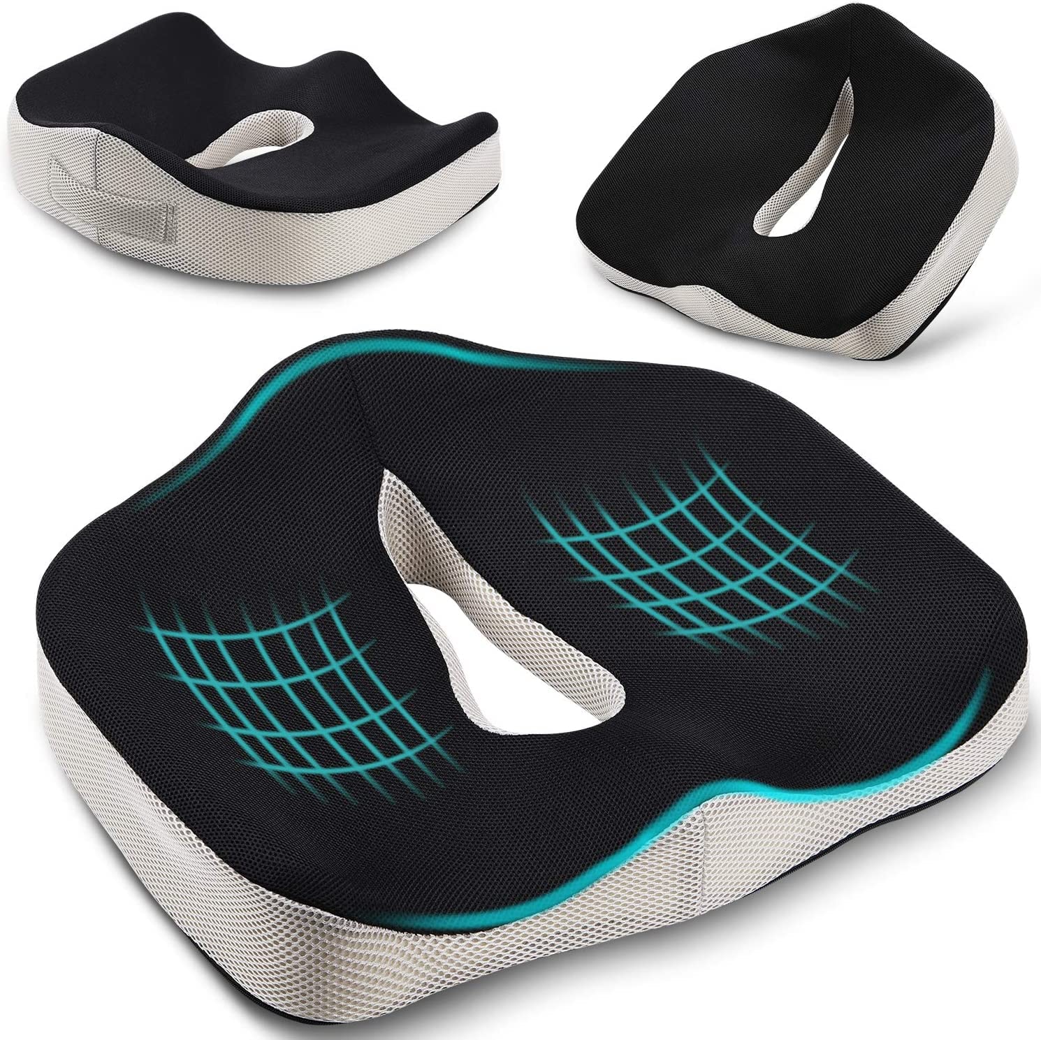 POOTACK Memory Foam Seat Cushion – Ergonomic Coccyx & Sciatica Support