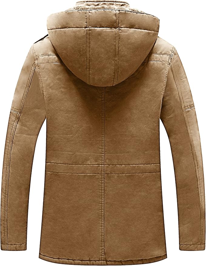 WenVen Men's Winter Parka – Thick Fleece Lined Hooded Cotton Jacket