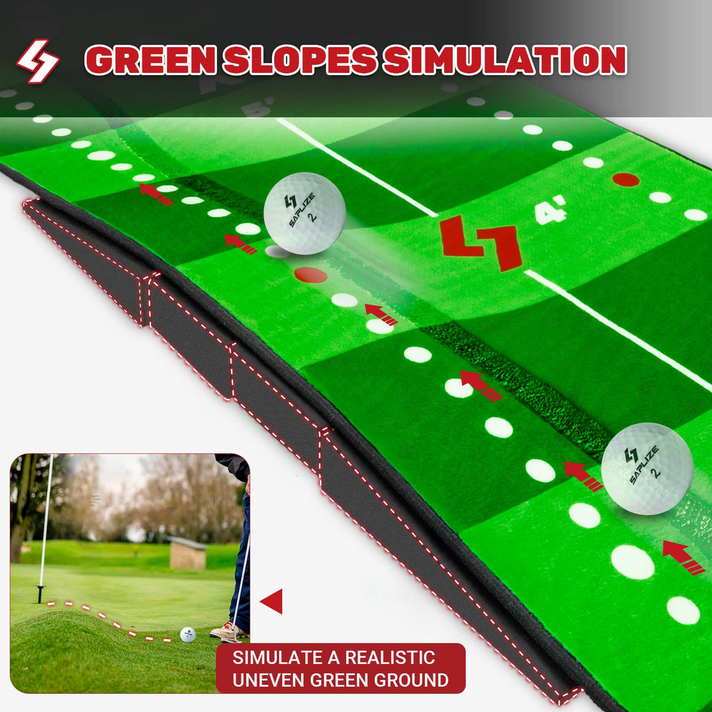 SAPLIZE Golf Putting Mat with Trajectory Tracing and Alignment Mirror