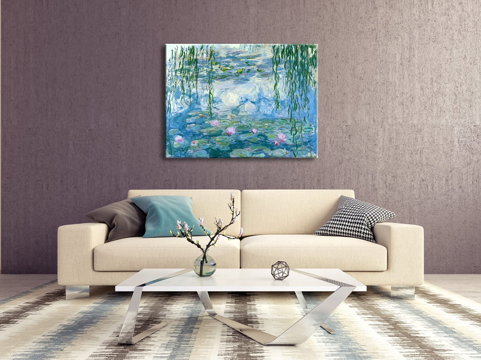 Wieco Art - Claude Monet Water Lilies Giclee Canvas Wall Art, 24x32in