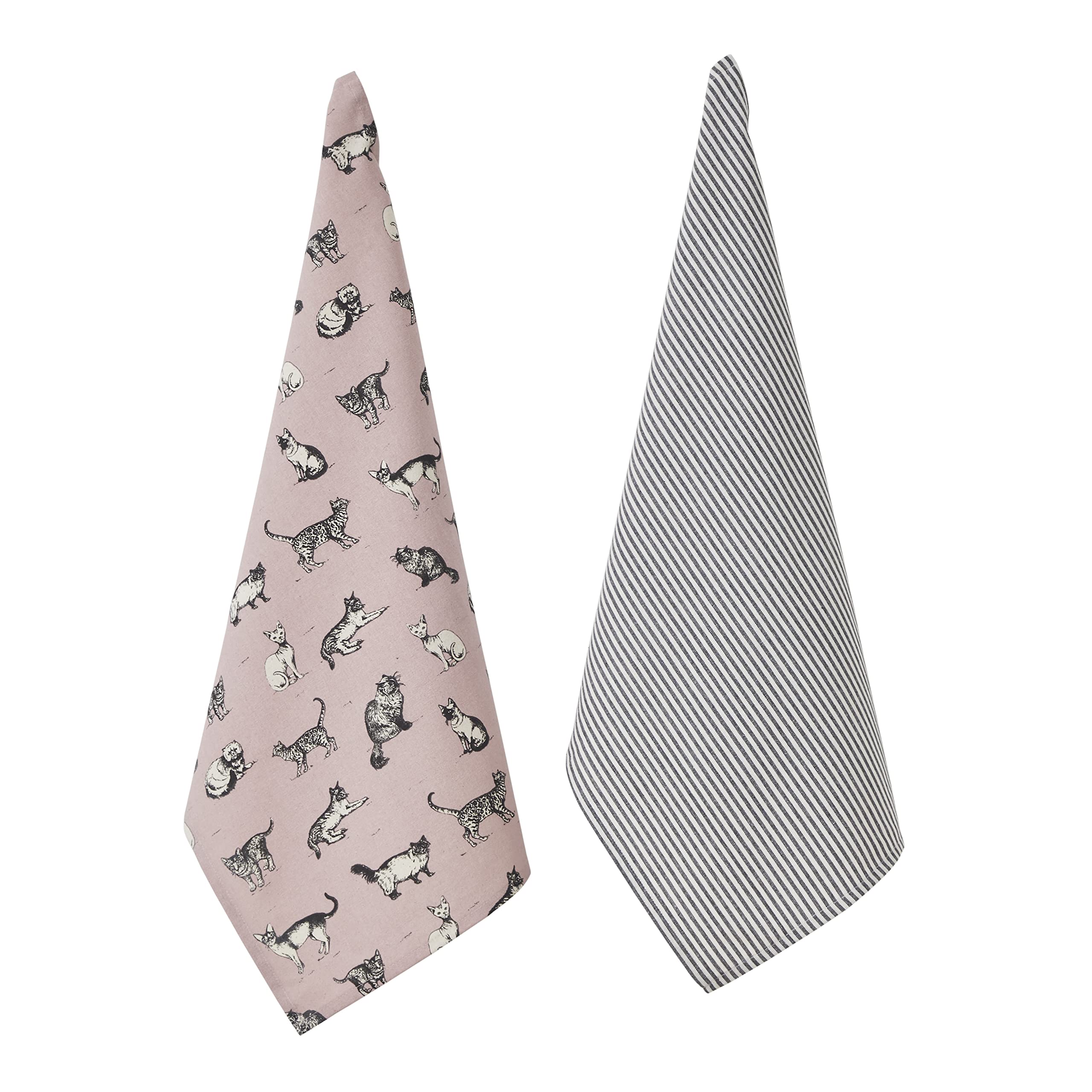 Penguin Home Recycled Cotton Tea Towels – Set of 2 Striped Dish Towels