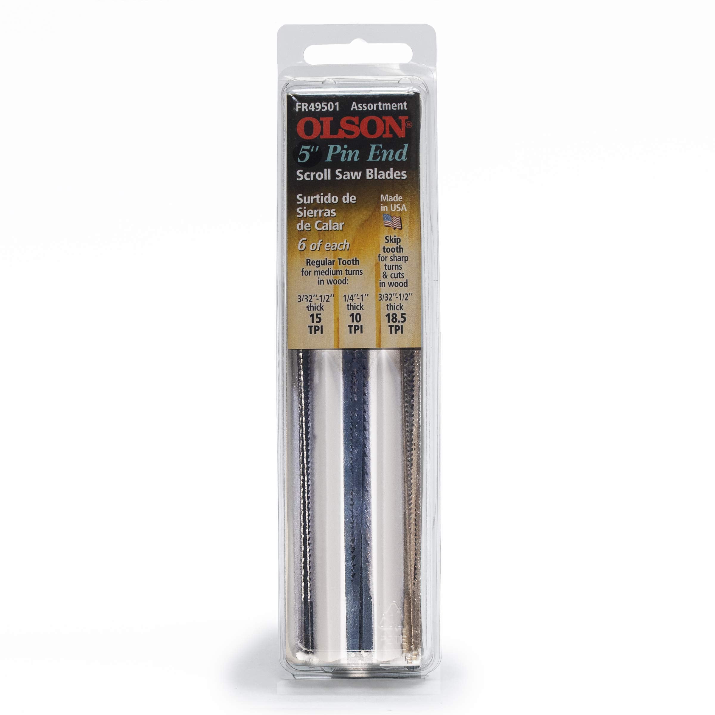 Olson SA4950 18-Pinned Scroll Saw Blades for Wood and Plastic - 6 Pack
